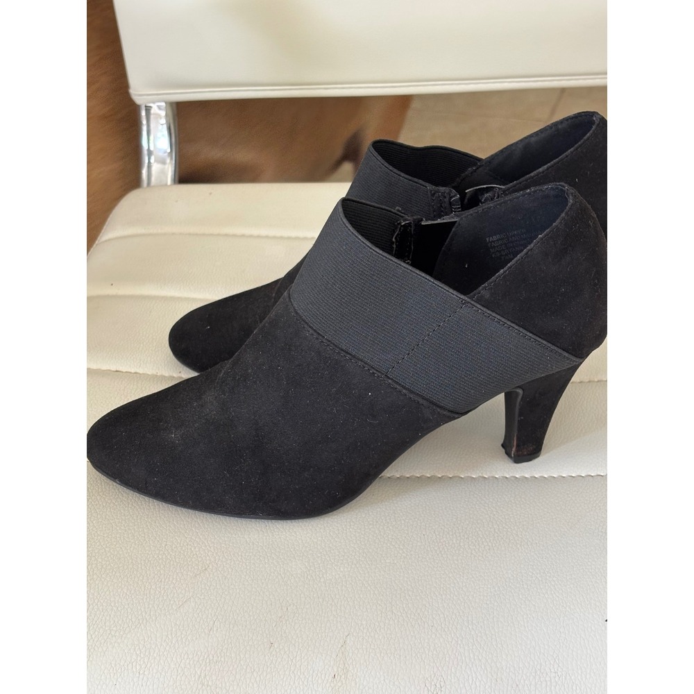 Katy Perry Bryann Black Faux Suede Elastic Strap Ankle‎ Booties Size 7.5M